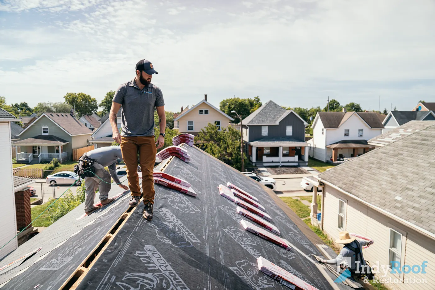 Emergency tarping on a Traders Point roof